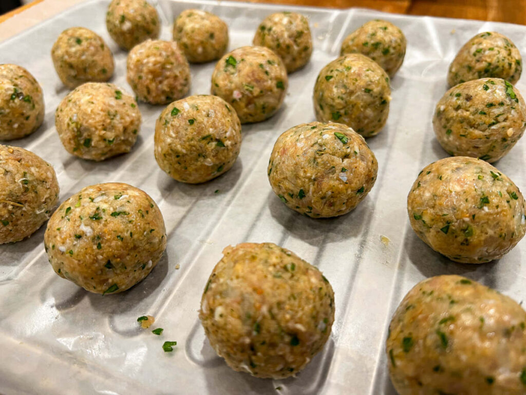 Formed meatballs